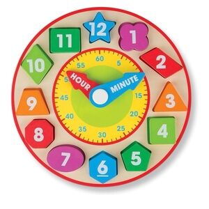 NEW Melissa & Doug Shape Sorting Wooden Clock Educational Toy Ages 3+